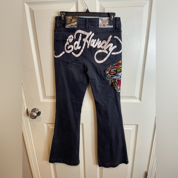 NWT Ed Hardy Slim Flare Jeans Embroidered Tiger 28 - Picture 1 of 11